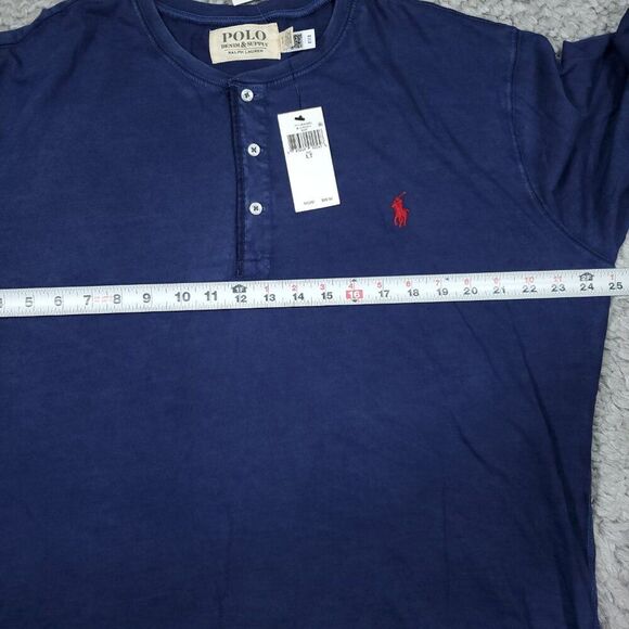Polo Ralph Lauren Denim & Supply Slub Jersey Henley Shirt Large Tall Navy Blue - Picture 5 of 7